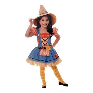 Charming Blue and Orange Girls Halloween Scarecrow Cutie Costume M (8-10)‎
